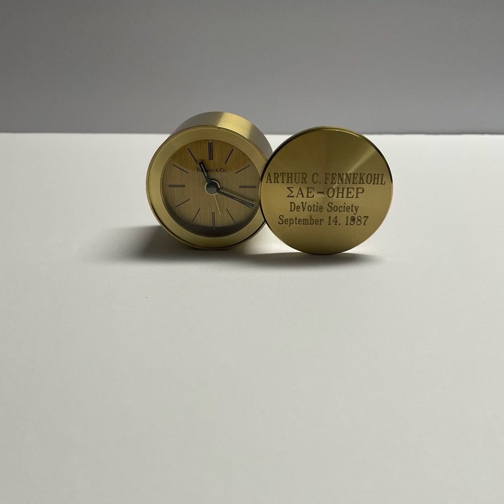 Tiffany & Co. Gold Engraved Desk Clock - Picture 2 of 4